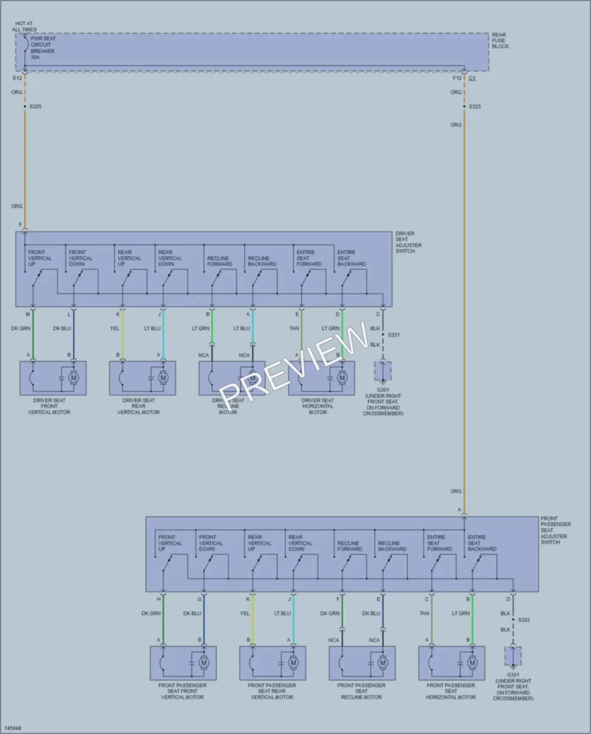 2002 Oldsmobile Aurora Power Seats wiring diagram preview