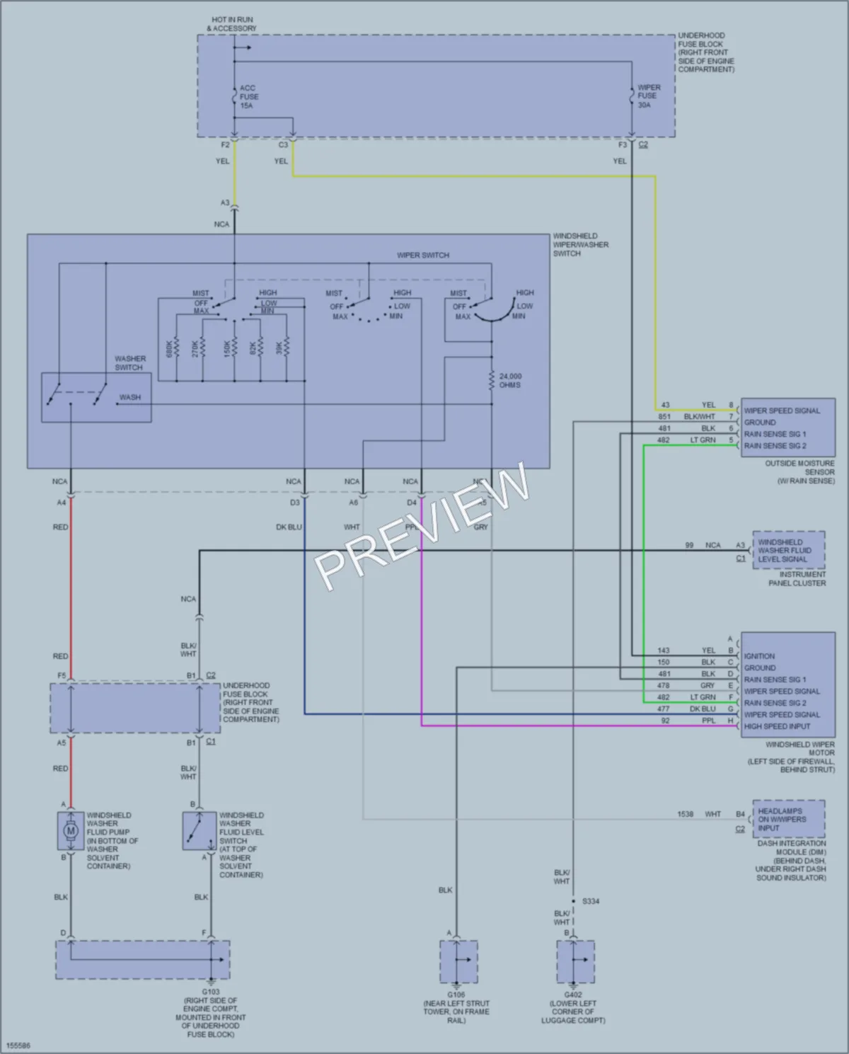2002 Oldsmobile Aurora Wiper Washer wiring diagram preview