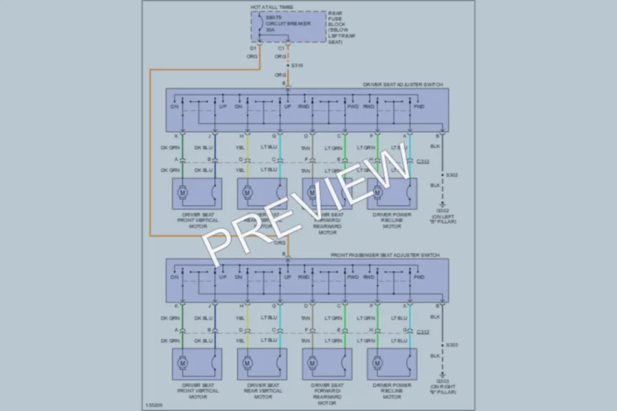 2002 Oldsmobile Bravada Power Seats wiring diagram preview
