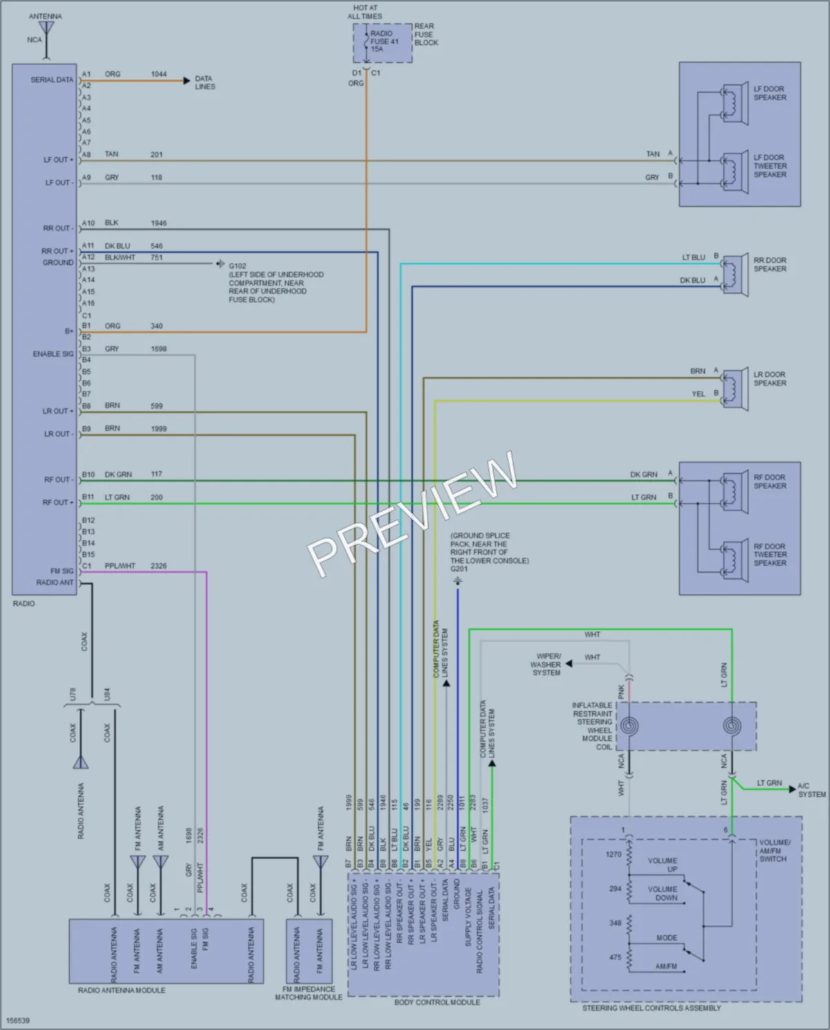 2002 Oldsmobile Bravada Radio wiring diagram preview
