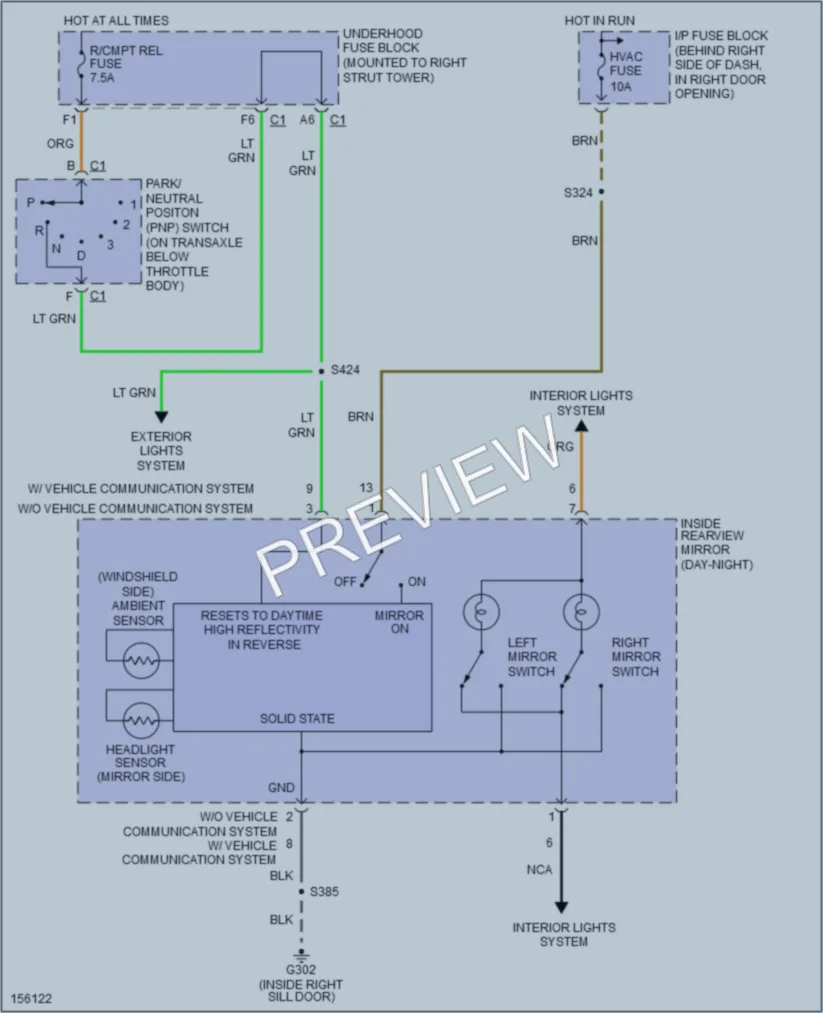 2002 Oldsmobile Intrigue Power Mirrors wiring diagram preview
