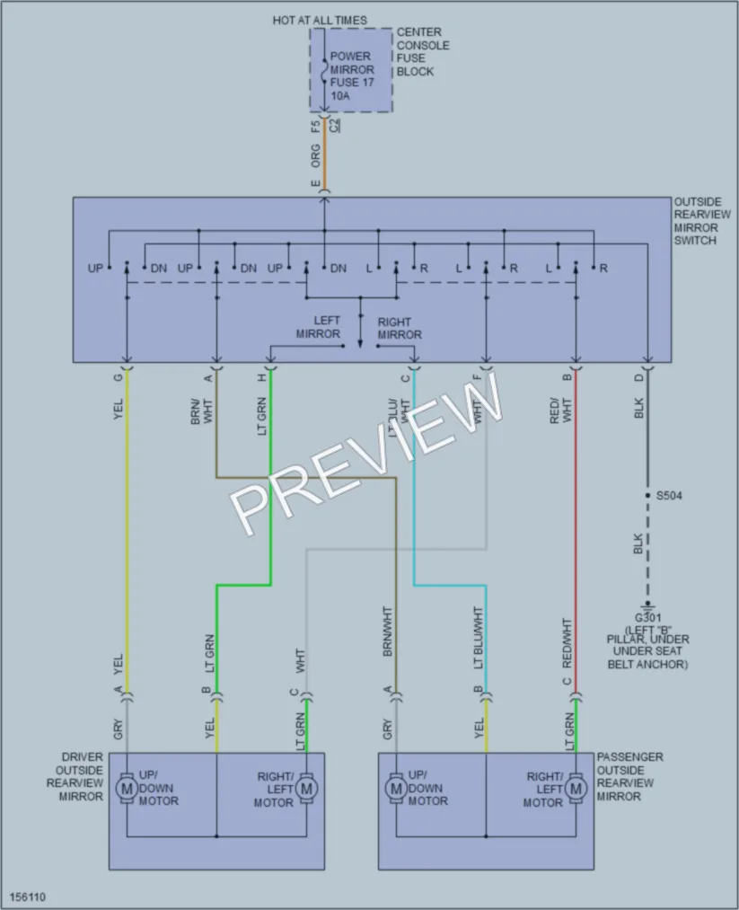 2002 Pontiac Aztek Power Mirrors wiring diagram preview