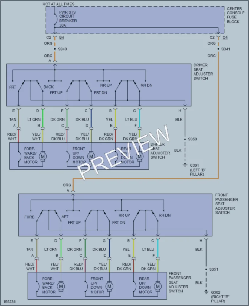 2002 Pontiac Aztek Power Seats wiring diagram preview