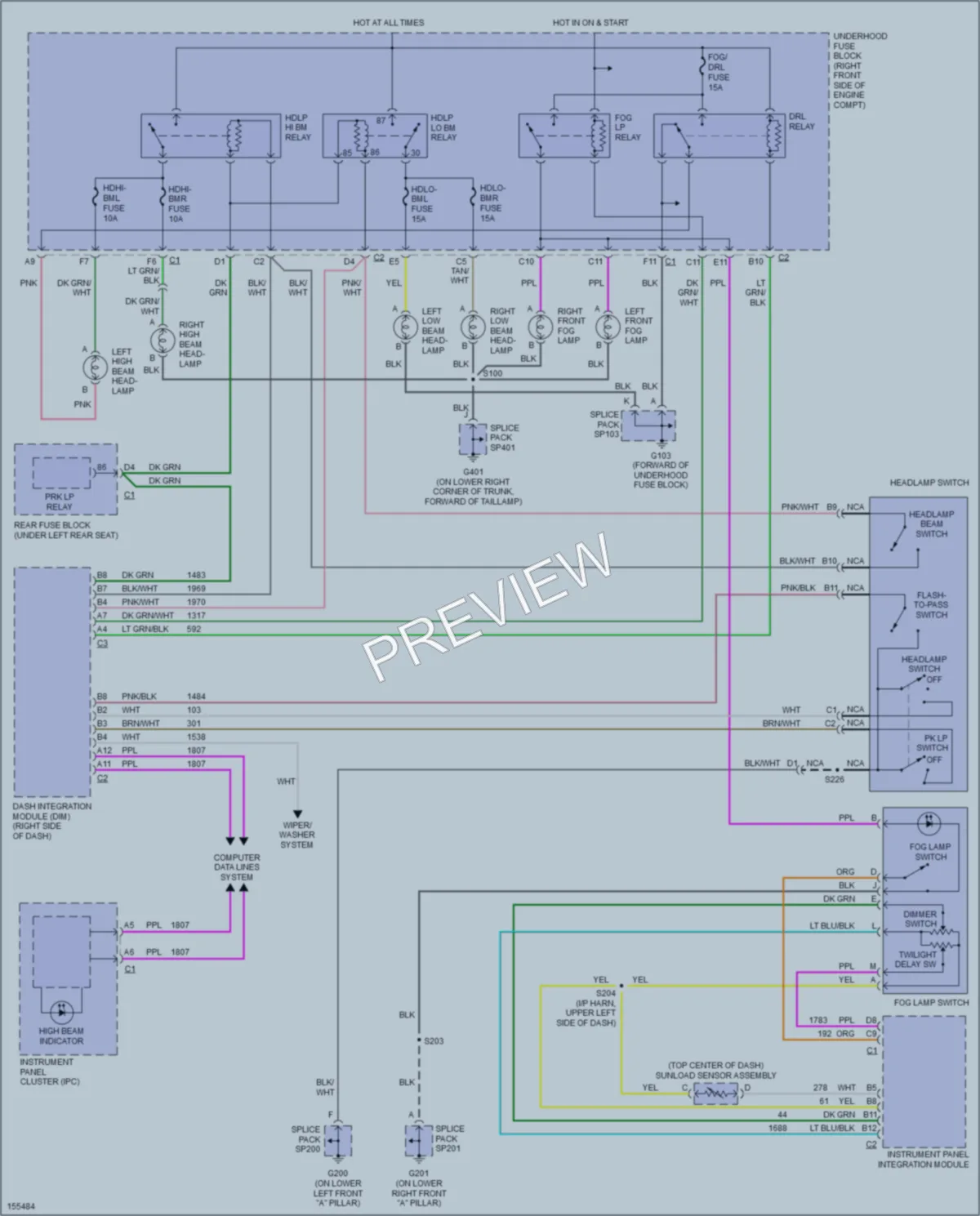 2002 Pontiac Bonneville Headlights wiring diagram preview