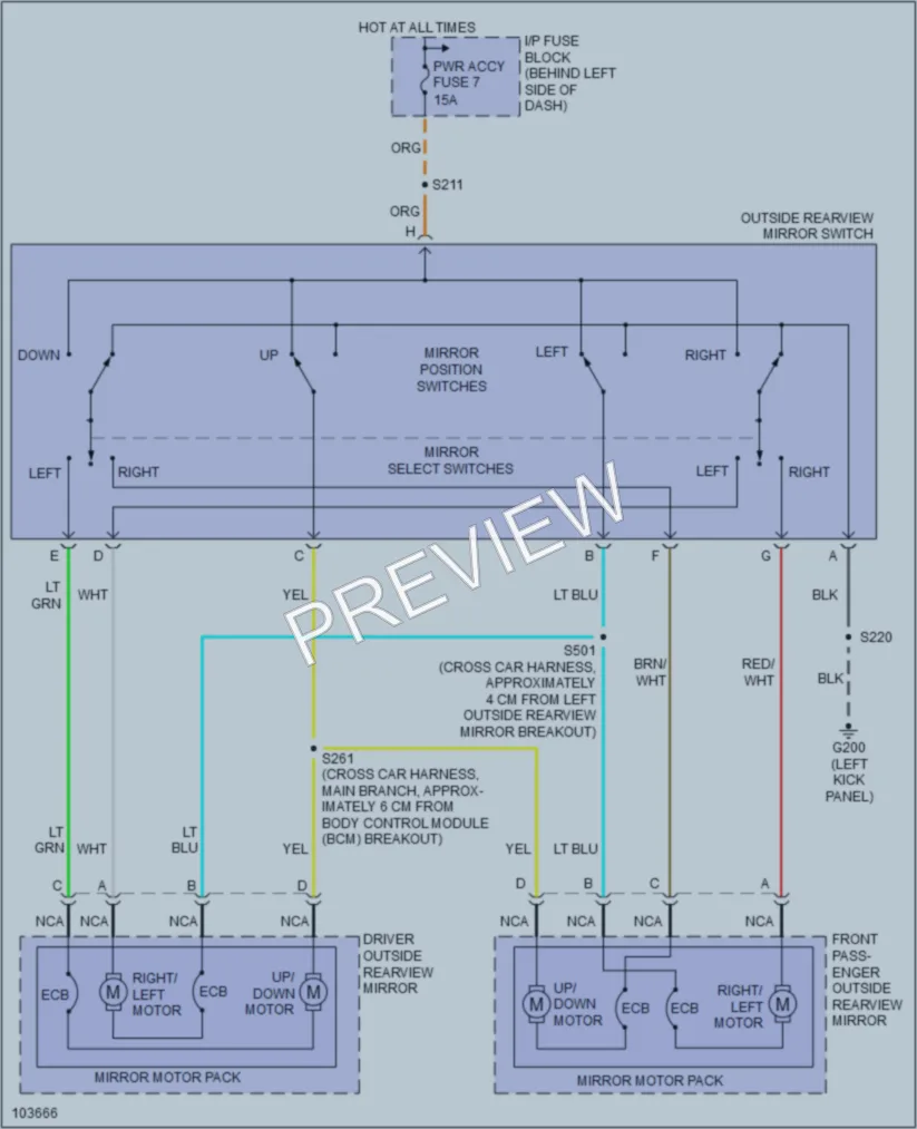 2002 Pontiac Firebird Power Mirrors wiring diagram preview