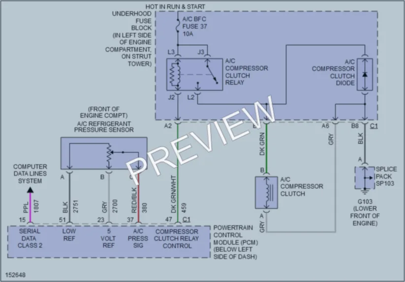 2002 Pontiac GrandAm Air Conditioning wiring diagram preview