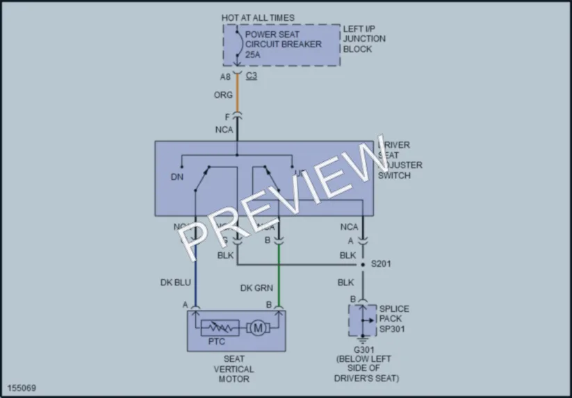 2002 Pontiac GrandAm Power Seats wiring diagram preview