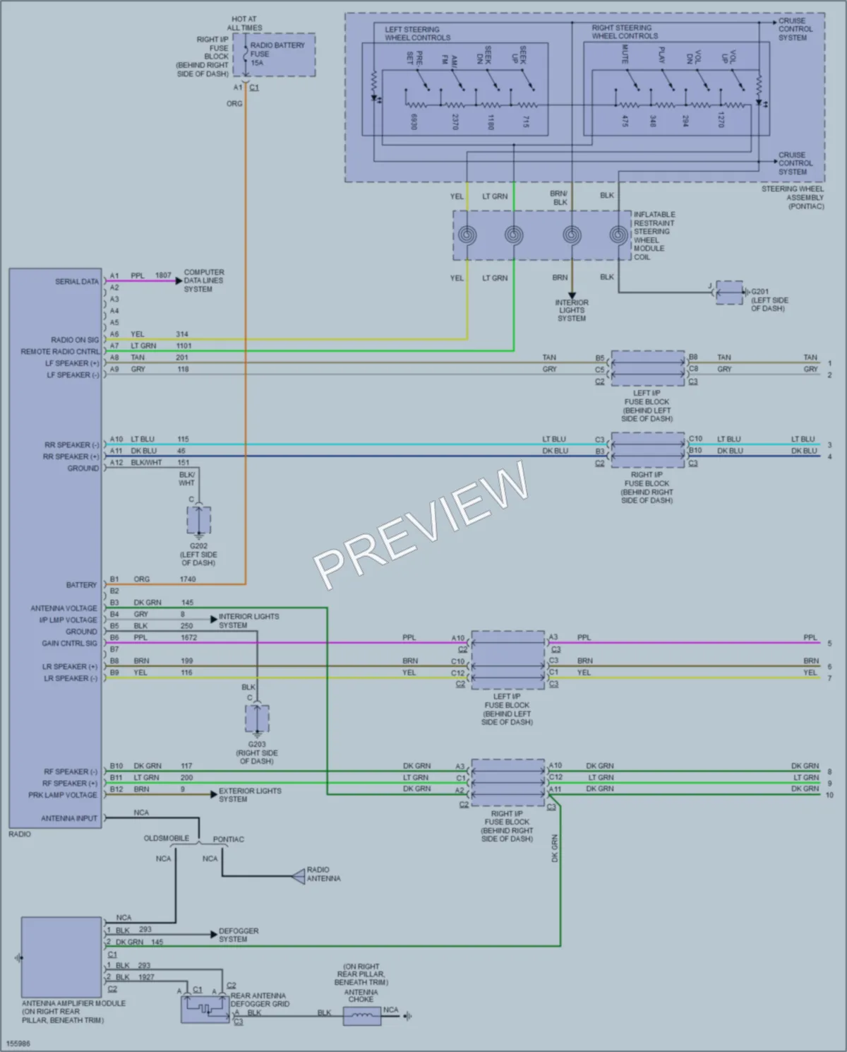 2002 Pontiac GrandAm Radio wiring diagram preview