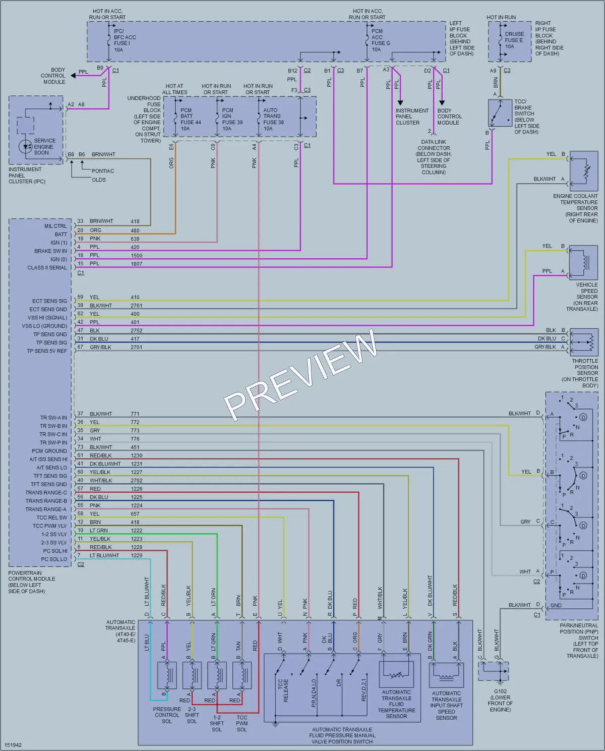 2002 Pontiac GrandAm Transmission wiring diagram preview