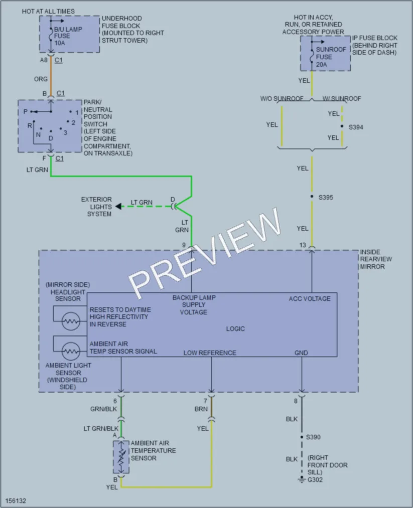 2002 Pontiac GrandPrix Power Mirrors wiring diagram preview
