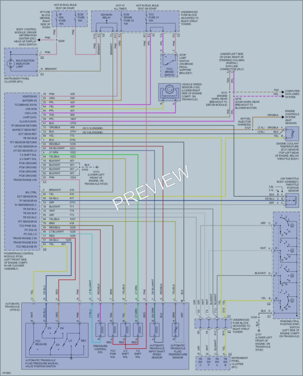 2002 Pontiac GrandPrix Transmission wiring diagram preview