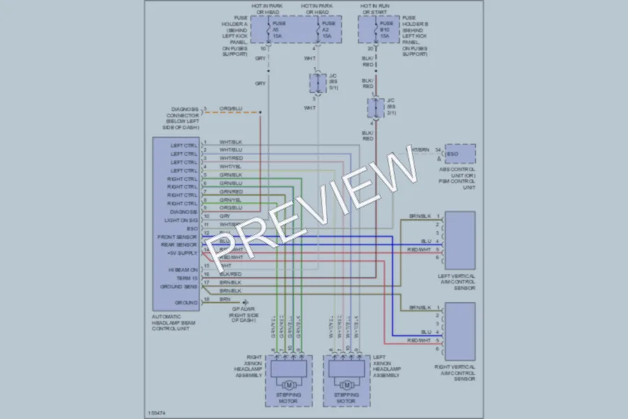 2002 Porsche 911 Headlights wiring diagram preview