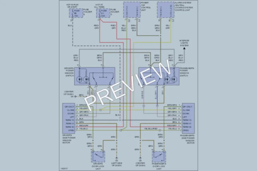 2002 Porsche Boxster Power Windows wiring diagram preview