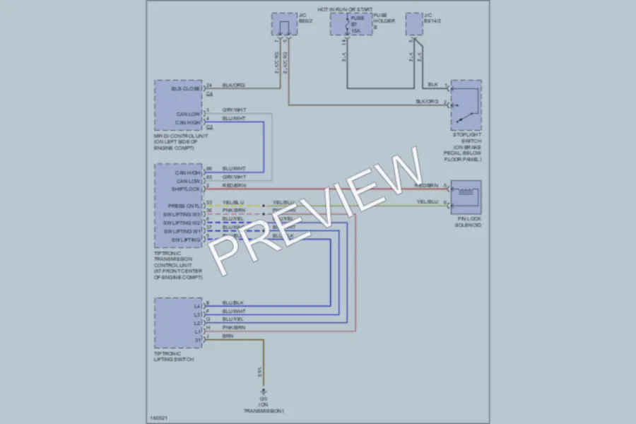 2002 Porsche Boxster Shift Interlocks wiring diagram preview