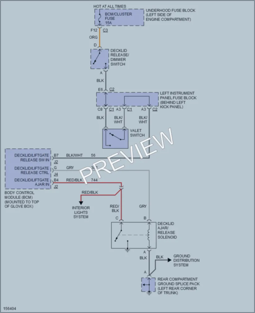2002 Saturn L300 Trunk Tailgate Fuel Door wiring diagram preview