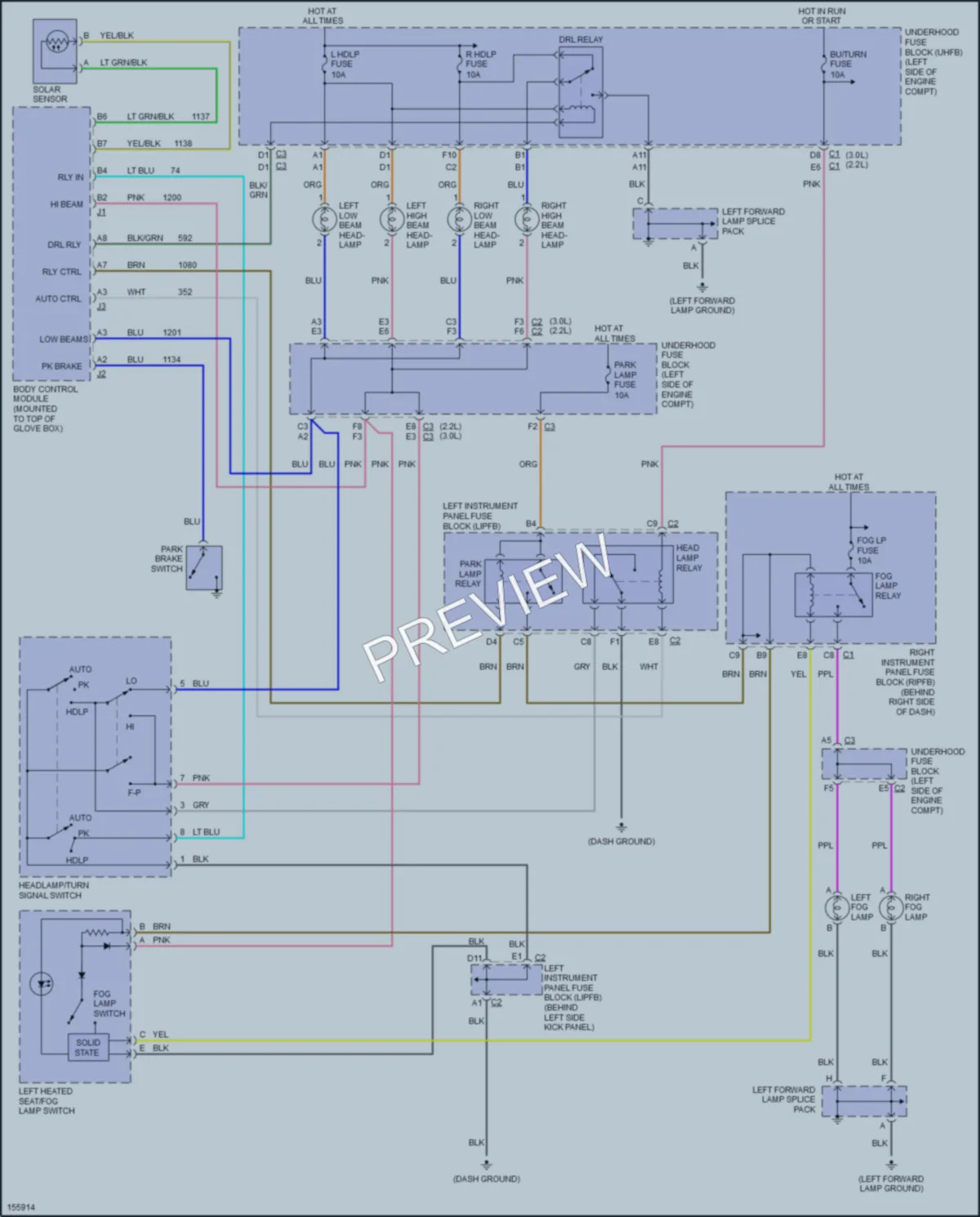 2002 Saturn LW300 Headlights wiring diagram preview
