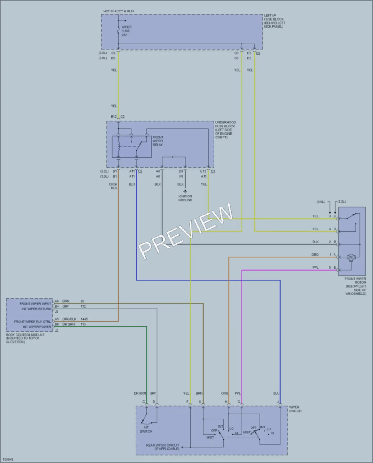 2002 Saturn LW300 Wiper Washer wiring diagram preview