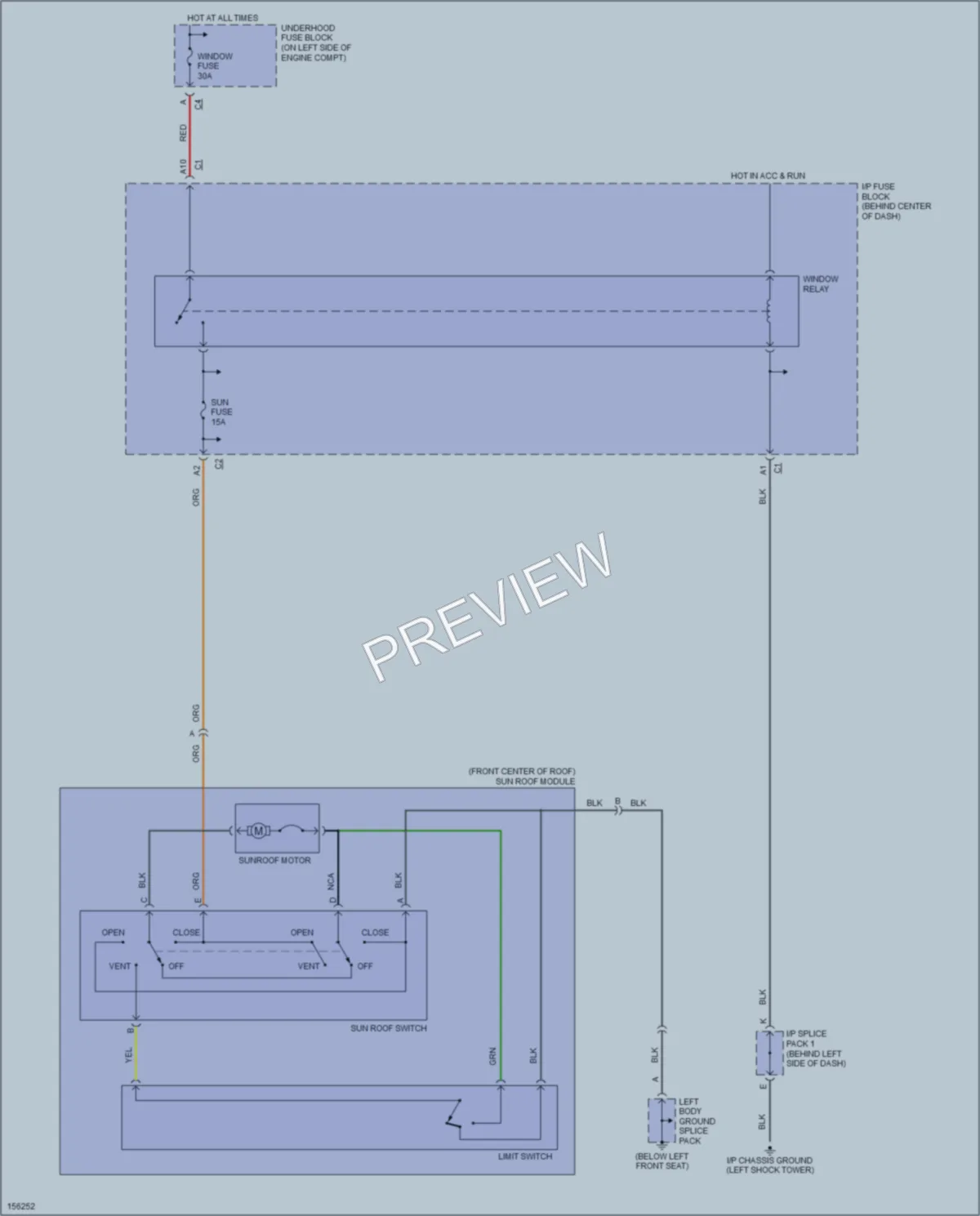 2002 Saturn SC2 Power Top Sunroof wiring diagram preview