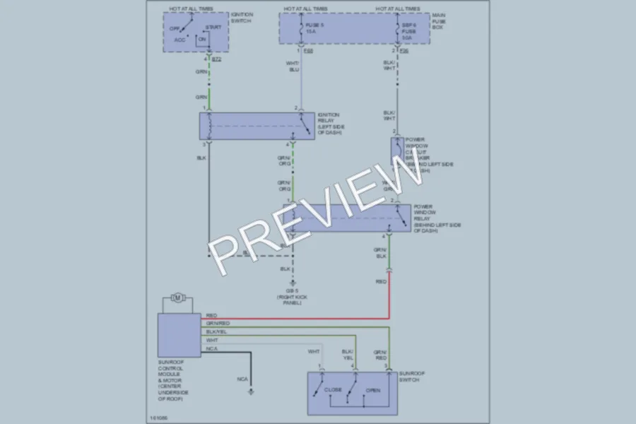 2002 Subaru Forester Power Top Sunroof wiring diagram preview