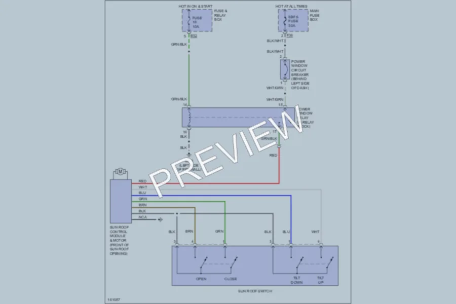 2002 Subaru Outback Power Top Sunroof wiring diagram preview