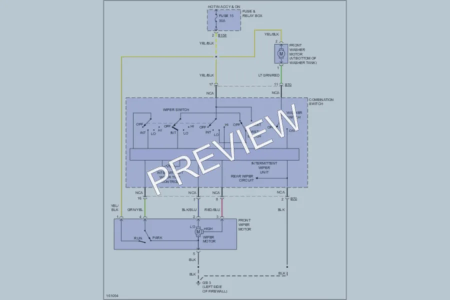 2002 Subaru Outback Wiper Washer wiring diagram preview
