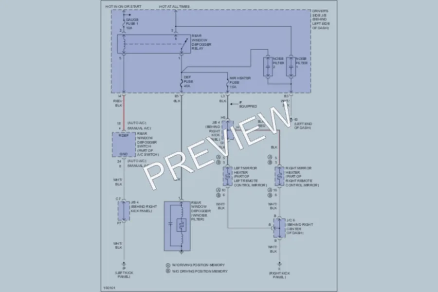 2002 Toyota Avalon Defoggers wiring diagram preview