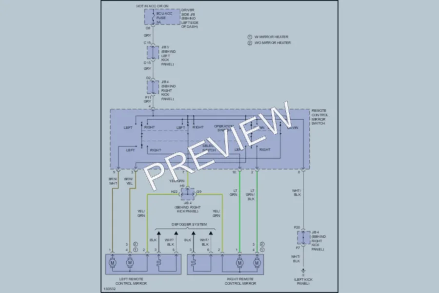 2002 Toyota Avalon Power Mirrors wiring diagram preview