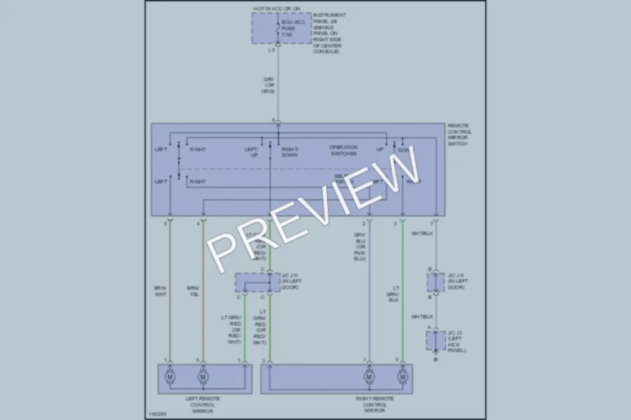 2002 Toyota Celica Power Mirrors wiring diagram preview
