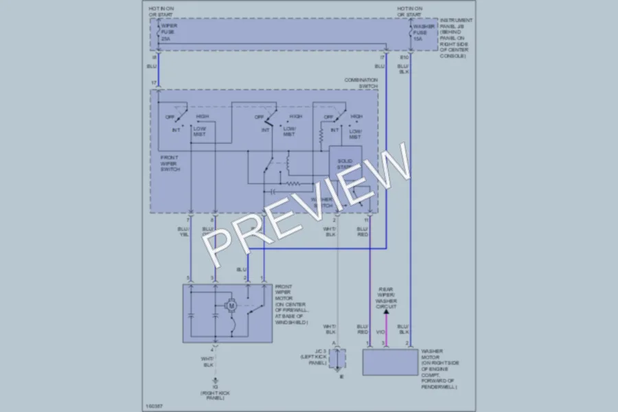 2002 Toyota Celica Wiper Washer wiring diagram preview