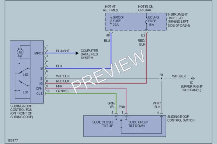 2002 Toyota Highlander Power Top Sunroof wiring diagram preview
