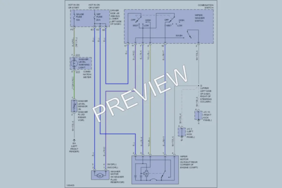 2002 Toyota Tundra Wiper Washer wiring diagram preview
