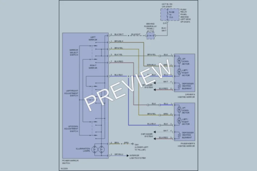 2002 Volkswagen Cabrio Power Mirrors wiring diagram preview
