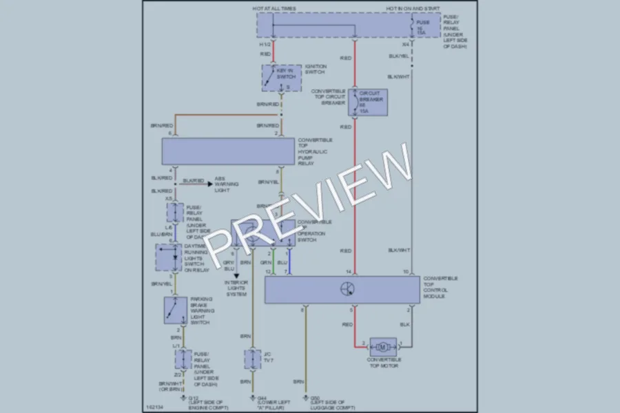 2002 Volkswagen Cabrio Power Top Sunroof wiring diagram preview