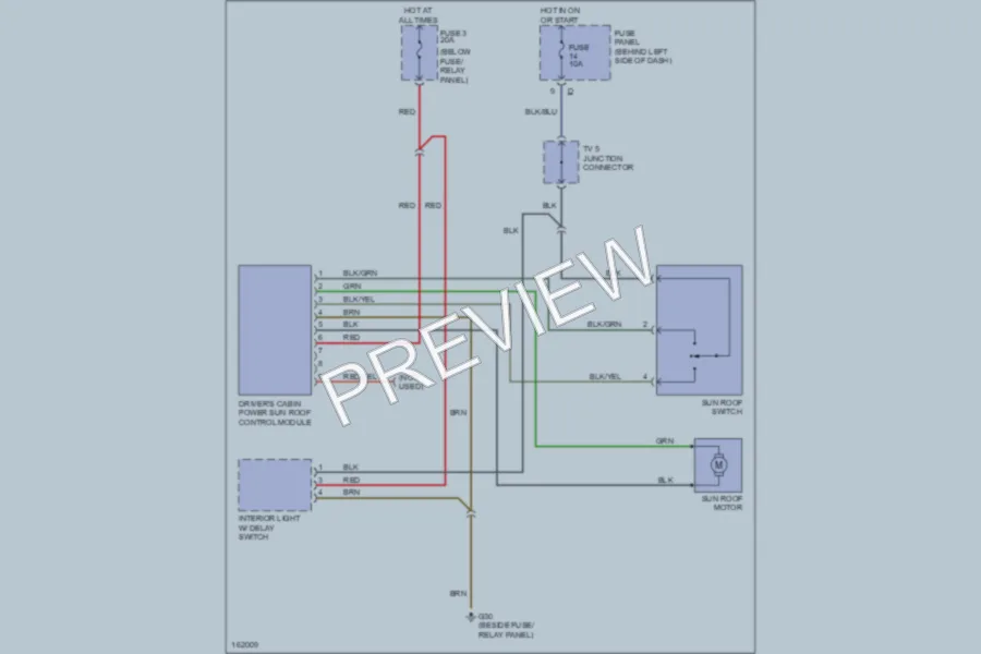 2002 Volkswagen EuroVan Power Top Sunroof wiring diagram preview