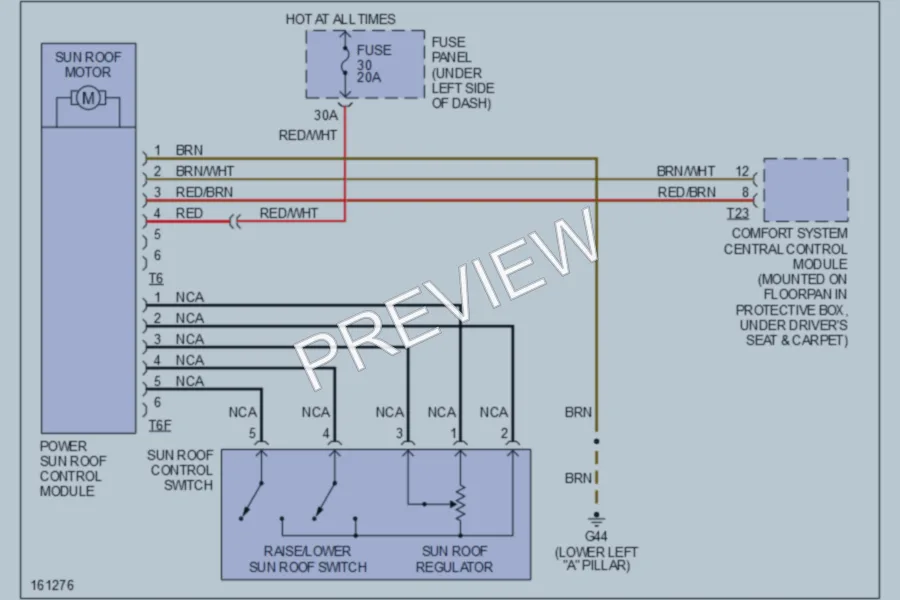 2002 Volkswagen Passat Power Top Sunroof wiring diagram preview
