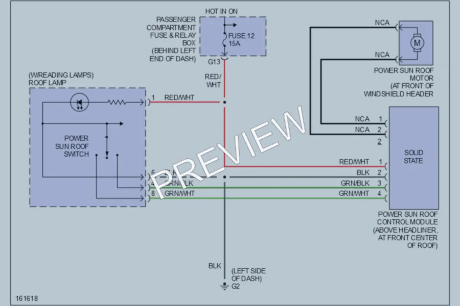 2002 Volvo S40 Power Top Sunroof wiring diagram preview