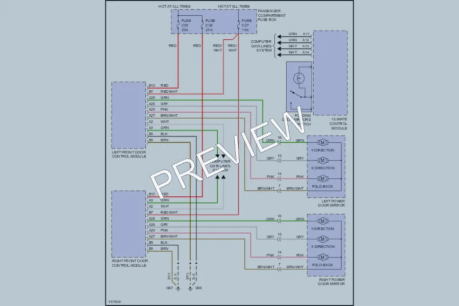2002 Volvo S80 Power Mirrors wiring diagram preview