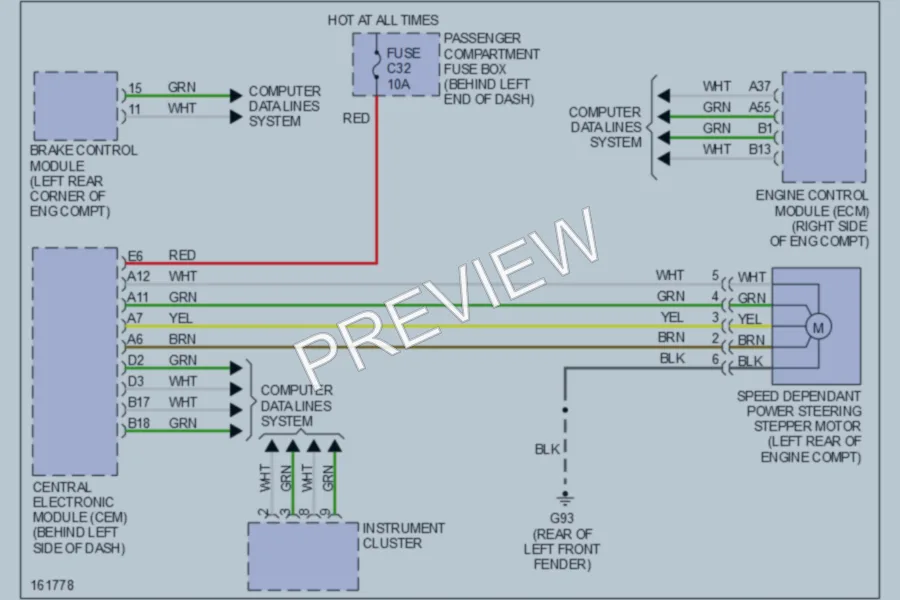 2002 Volvo V70 Electronic Power Steering wiring diagram preview