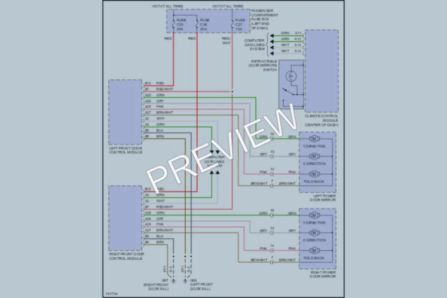 2002 Volvo V70XC Power Mirrors wiring diagram preview