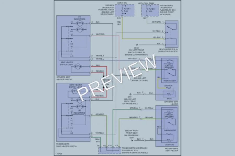 2003 Acura 32CL Power Seats wiring diagram preview