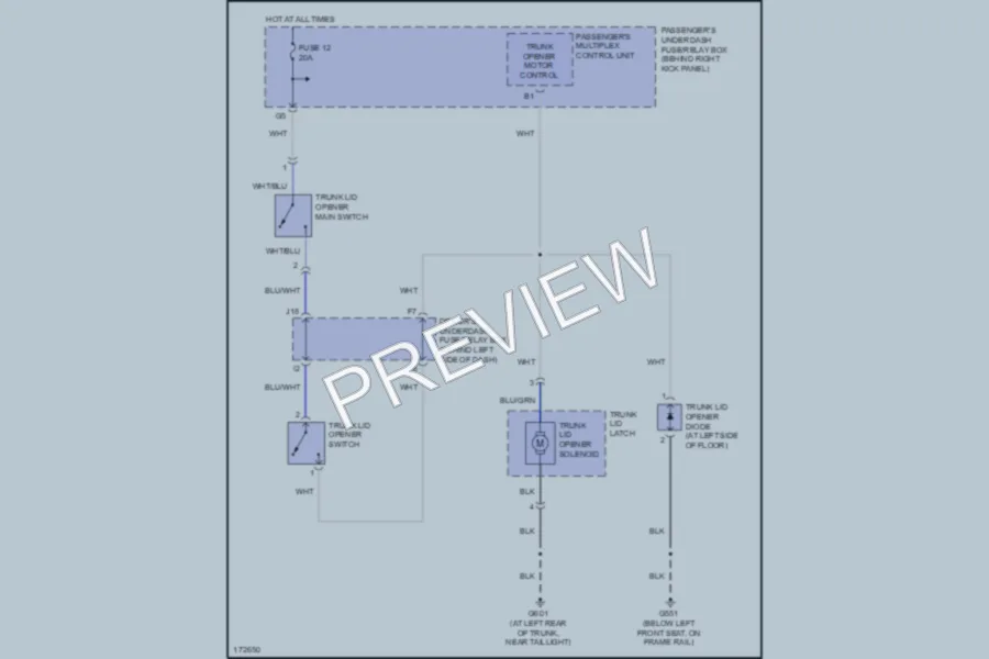 2003 Acura 32CL Trunk Tailgate Fuel Door wiring diagram preview