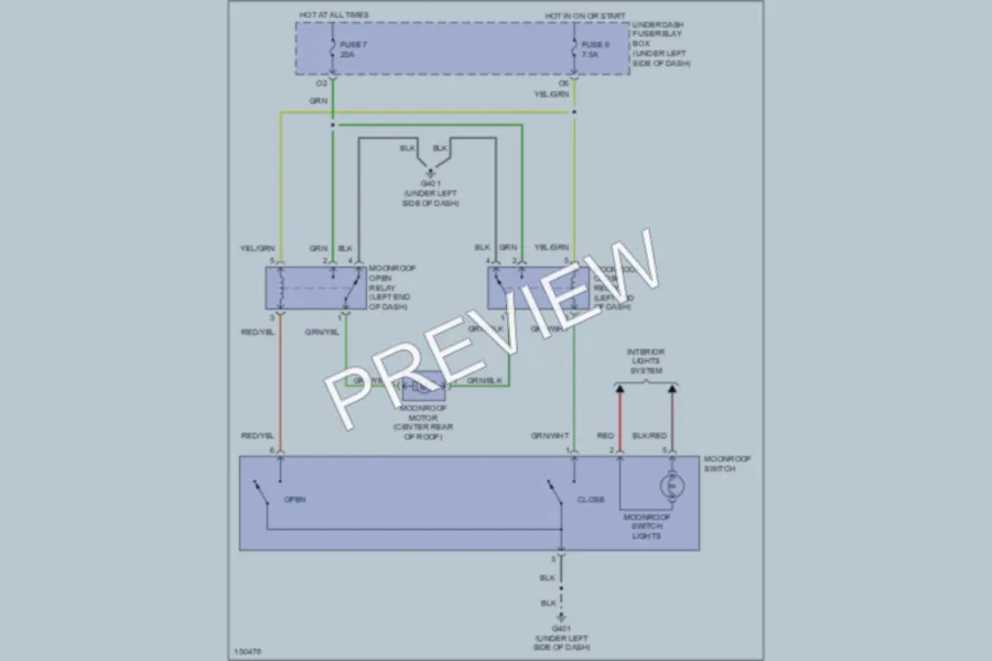 2003 Acura RSX Power Top Sunroof wiring diagram preview