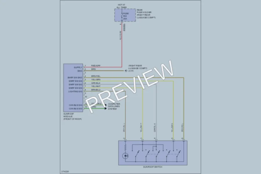 2003 BMW 745i Power Top Sunroof wiring diagram preview