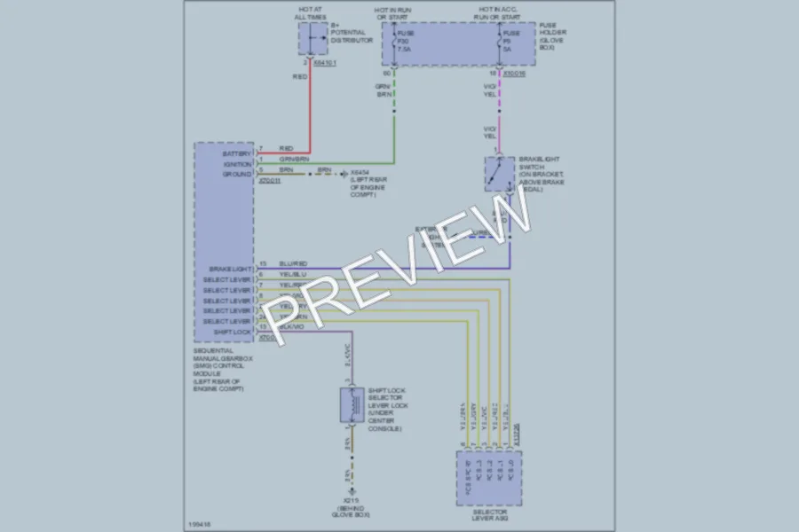 2003 BMW M3 Shift Interlock wiring diagram preview