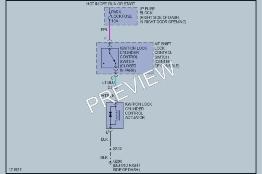 2003 Buick Century Shift Interlock wiring diagram preview