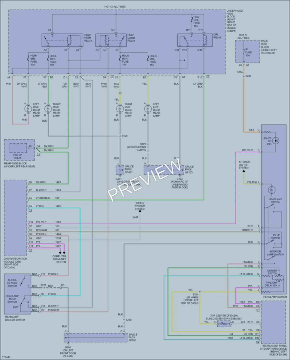 2003 Buick LeSabre Headlights wiring diagram preview
