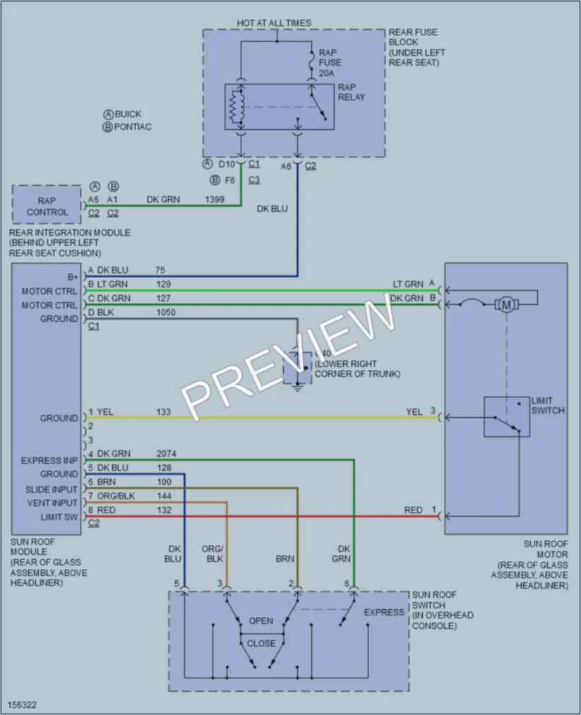 2003 Buick LeSabre Power Top Sunroof wiring diagram preview