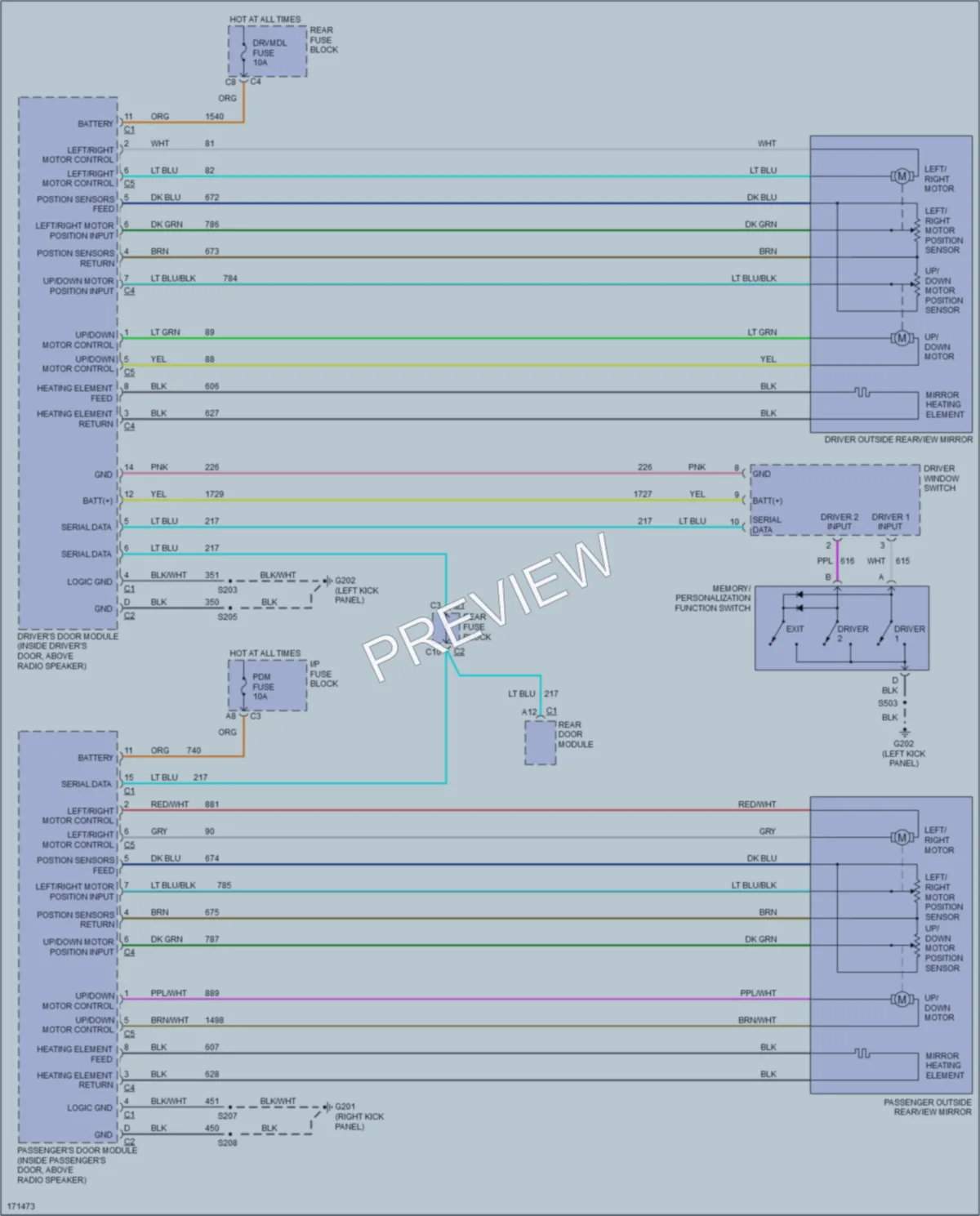 2003 Buick ParkAvenue Memory Systems wiring diagram preview