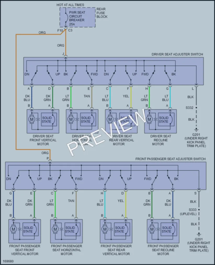 2003 Buick ParkAvenue Power Seats wiring diagram preview