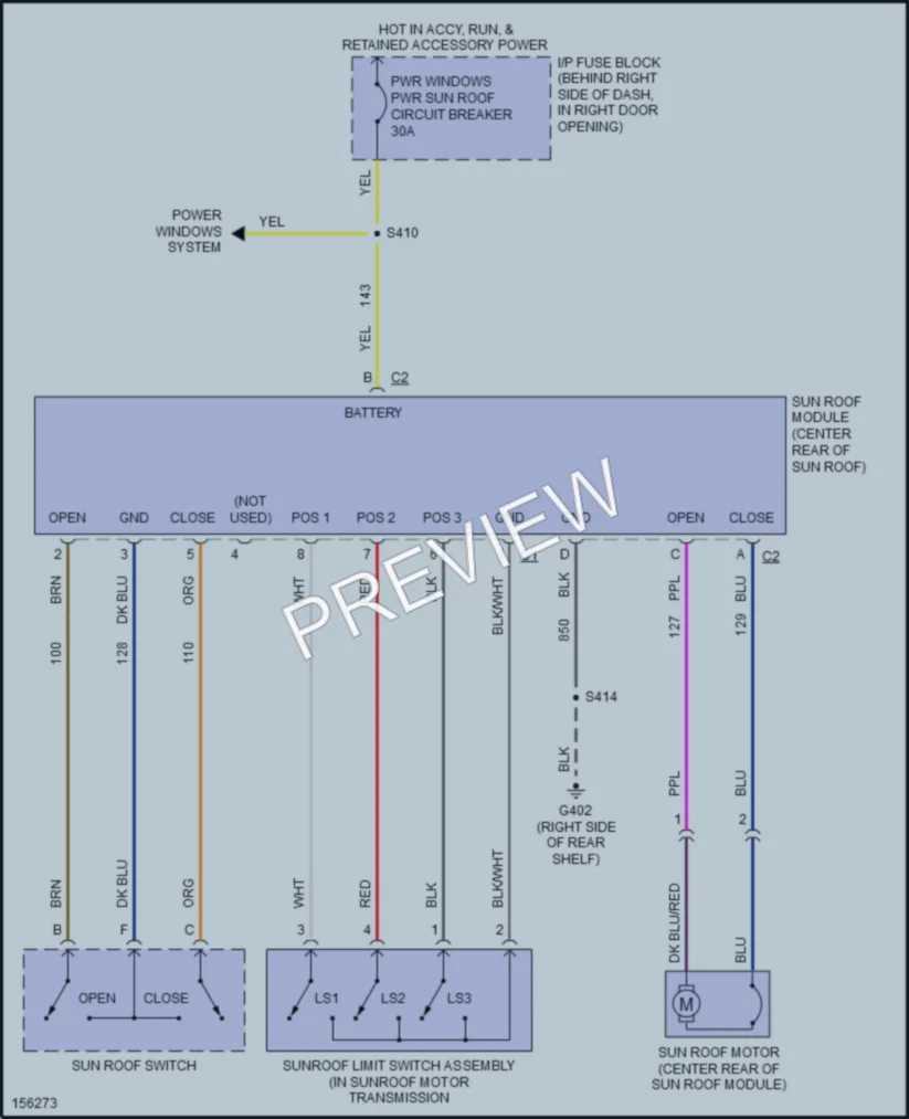 2003 Buick Regal Power Top Sunroof wiring diagram preview
